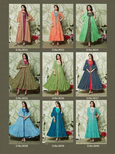 Designer Musline Kurti With Shrug.