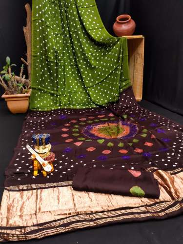 Designer Pure Gujji bandhej Silk Saree