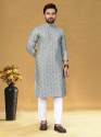 Designer Pure Silk Kurta With Pajama Set thumb 1