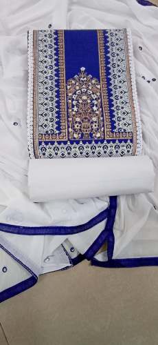 Designer Puure Slub Cotton Print Dress Material 