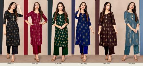 Designer Rayon Foil Print Kurti