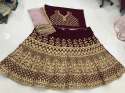 Designer Velvet Embroidered Bridal Lehenga Choli thumb 1