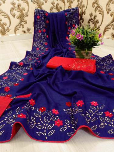 Designer Vichitra Silk Butta Work Saree