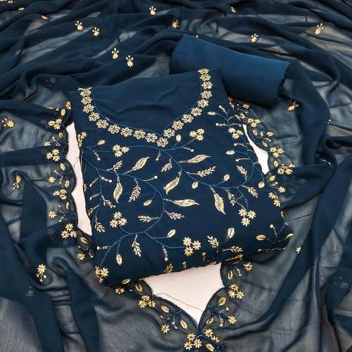 Fox georgette With embroidery work fancy dress material