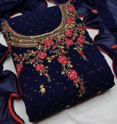 Georgette With Diamond Work Dress Material