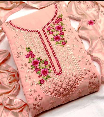 Georgette With Embroidery Dress Material 