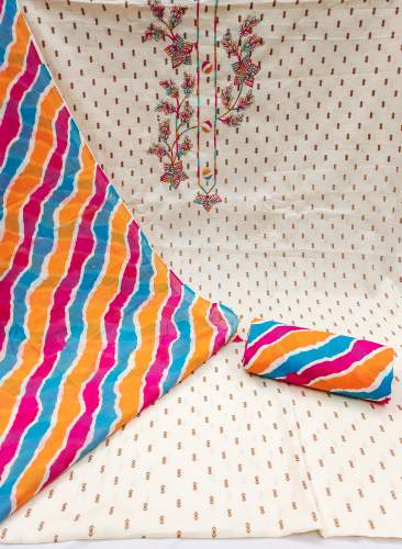 havy cotton print with sequence work dress material