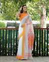 Navratri & Durga Puja Special linen fabric fancy saree thumb 11