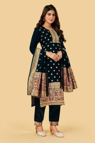 PURE SOFT SILK PAITHANI TOP-BOTTOM-DUPPTA 3 PIC SET 