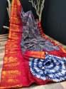 SILK SAREE TIED UP WITH SHIBBORI LEHRIYA PRINT  thumb 7