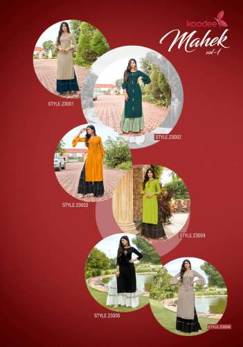 Stylish Rayon With Embroidered Kurtis 