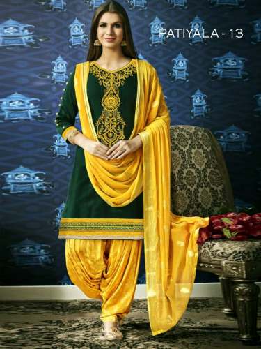 Stylish Satin Cotton Patiala Suit