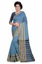 BLUE BLACK BEIGE COTTON DESIGNER SAREE0