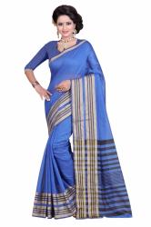 THANKAR BLUE BLACK BEIGE COTTON DESIGNER SAREE1