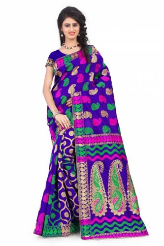 BLUE MULTI BANARASI SILK DESIGNER SAREE