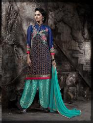 BLUE AQUA PATIYALA SALWAR KAMEEZ