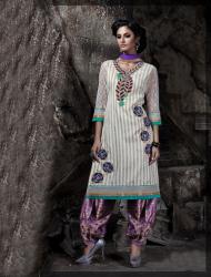 WHITE PURPLE PATIYALA SALWAR KAMEEZ