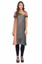GREY ORANGE PRINTED DIGITAL COTTON STITCHED KURTI