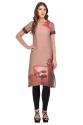 LIGHT BROWN PRINTED DIGITAL COTTON STITCHED KURTI