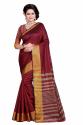 MAROON BEIGE COTTON DESIGNER SAREE