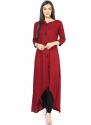 MAROON PLAIN RAYON STITCHED KURTI0