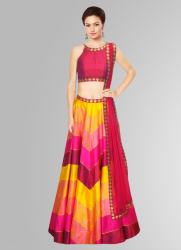 SEQUENCE WORK RAW SILK LEHENGHA CHOLI