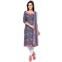 NAVY BLUE MULTI PRINTED COTTON DRESS MATEIRIAL