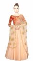 THANKAR PEACH EMBROIDERED NET LEHENGA