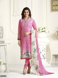 Thankar Pink Cambric Cotton Straight Suit