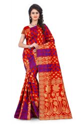 RED BEIGE BANARASI SILK DESIGNER SAREE
