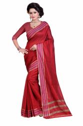 THANKAR RED COTTON DESIGNER SAREE