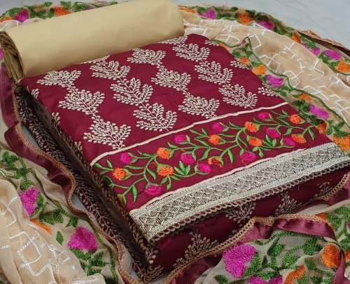 Women''s Pure Cotton Embroidered Dress Material