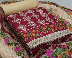pure cotton embroidered dress material