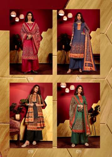 Woolen Pashmina Digital Print Winter Suit
