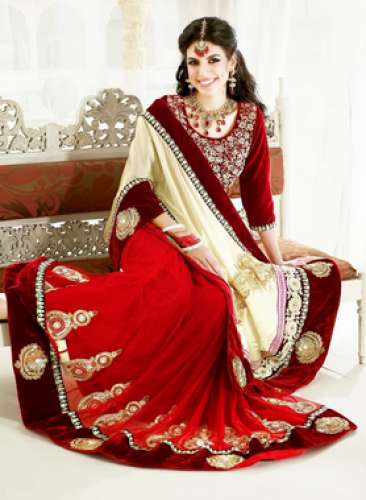 Bridal Wear Lehenga Style Embroidered Saree by Amitas Boutique