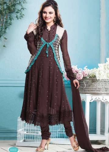 Party wear Brown Anarkali suit by Amitas Boutique