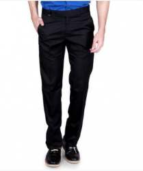 Men Black Plain Trouser
