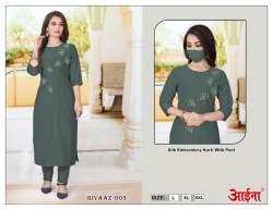 Stylish Silk Embroidered Kurti With Pant-Rivaaz