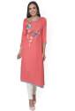 Ritzzy Peach Embroidered Rayon Kurti