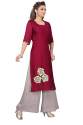 Buy Embroidered Wine Kurti Palazzo By NEELUZ Brand thumb 1