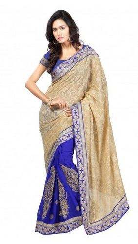 Lehenga Style Blue Georgette Saree  by Saja Fashion