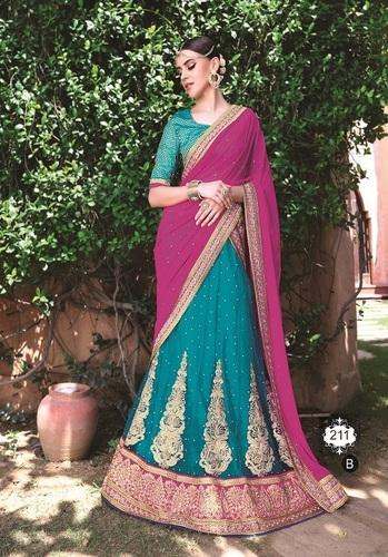 Net Embroidered Lehenga by Aura Beam