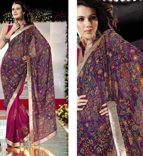 Designer Flower Print Saree for Ladies