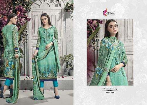 Pure Cotton Satin Fabric Unstitched Suits by Hare Krishna Fabrics