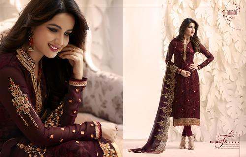 Satin Georgette Fabrics Ladies Suits