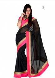 Plain Solid Georgette Saree For Women