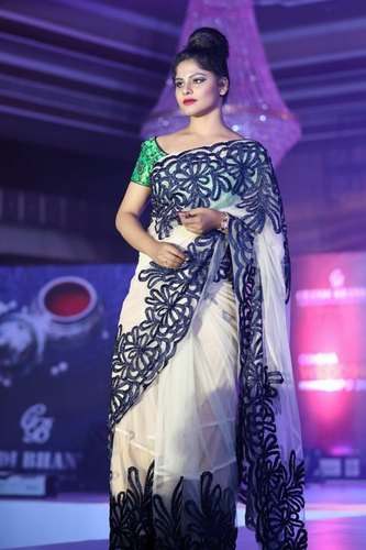 Embroidered Net Saree for Ladies
