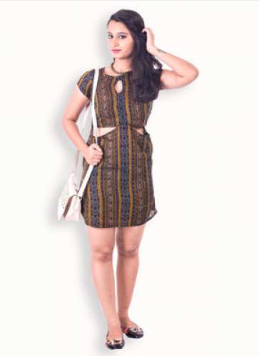 Ladies Ikkat Print Midi Dress by Kraftlane Marketing OPC Private Limited