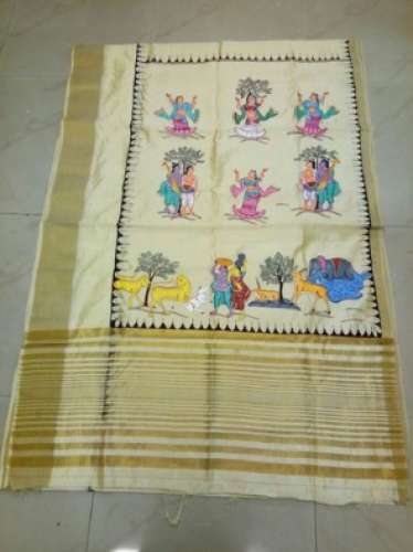 Ladies Patachitra Tussar Silk Saree by Kraftlane Marketing OPC Private Limited