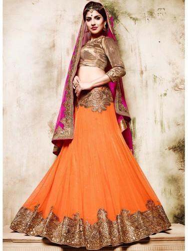 Orange Party Wear Lehenga by Nandana Creations